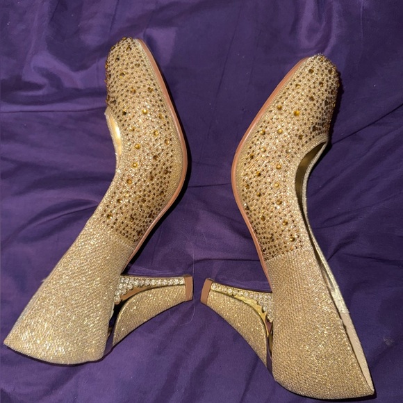 Enzo Romeo Elegant Gold Women's Heels Rhinestone Size 6.5” - Picture 4 of 7